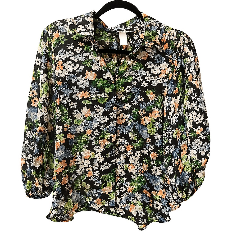 H&M Floral Blouse - Black, Green, Blue, White, Orange